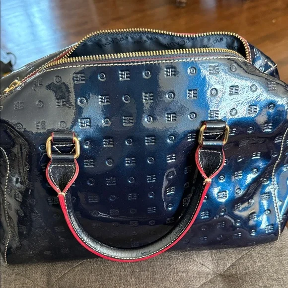 Arcadia Dark Blue Embossed Satchel - Picture 2 of 8